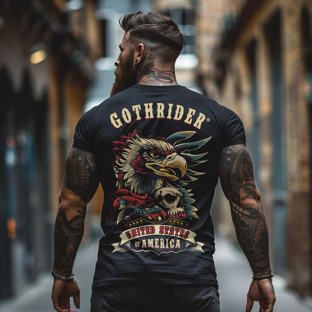 Eagle & Skull Unisex T - Shirt - GothRider Brand