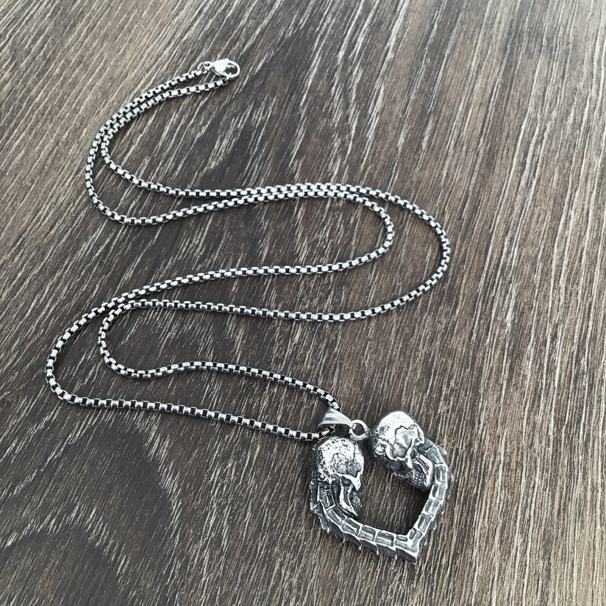 Heart Skull Necklace - GothRider Brand