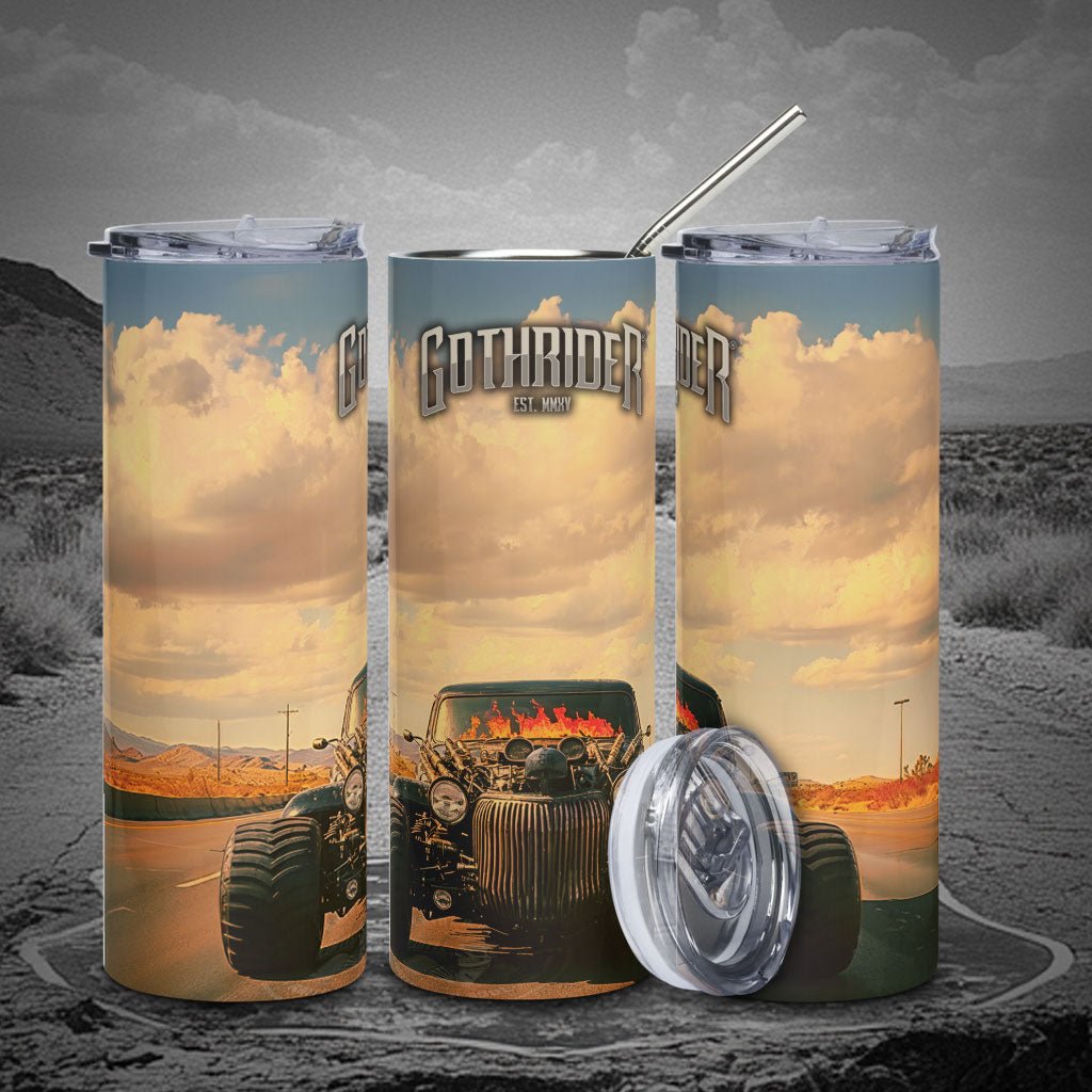 Hell's Chariot Skinny Tumbler - GothRider Brand